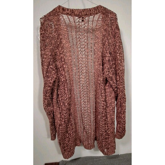 Lane Bryant Open Knit Crochet Cardigan Dusty Rose Pink Women's Size 14/16 - Picture 6 of 6